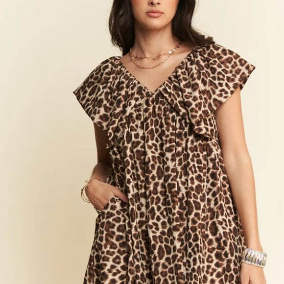 Davi & Dani Animal Printed Velvet Ribbon Mini Dress - Picture 9 of 11